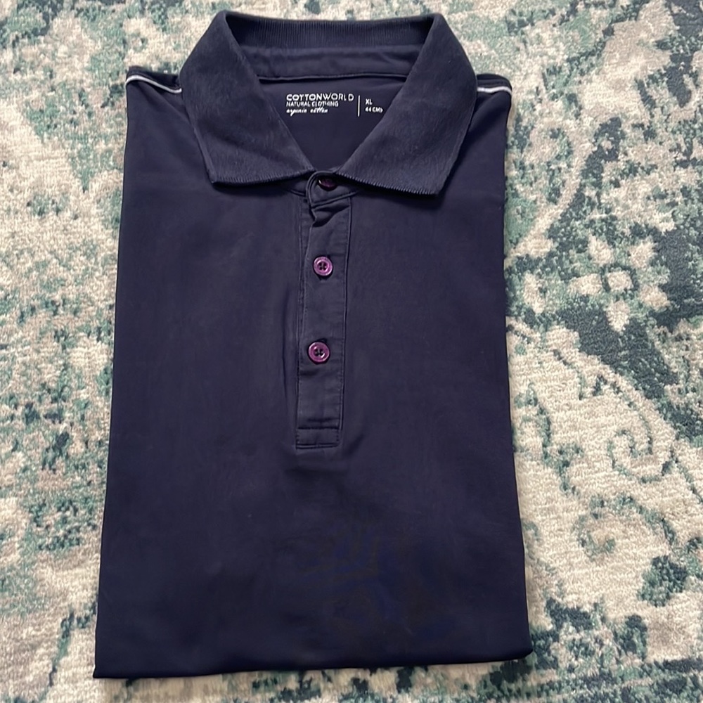 Blue Cotton World polo neck T Shirt - Picture 9 of 11